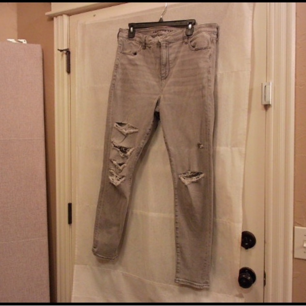 Fashion Nova Distressed Tan Straight Leg Jeans